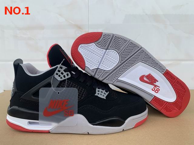 Air Jordan 4 Black Red SB Men Shoes ;
